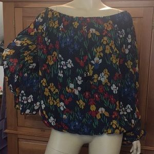 Tory Burch Josephine Floral Dot Peasant Blouse